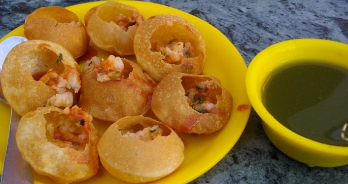 Indian Chaat Gol Gappe made of flour
